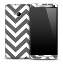 Large Dark Gray and White Chevron Pattern Skin for the HTC One Phone