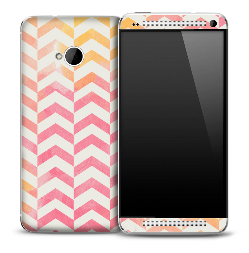 Color Vintage Segment Chevron Pattern Skin for the HTC One Phone