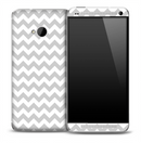 Gray V6 And White Chevron Pattern Skin for the HTC One Phone