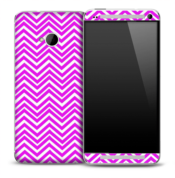 Purple And White Chevron Pattern Skin for the HTC One Phone