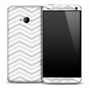 White and Gray V2 Chevron Pattern Skin for the HTC One Phone
