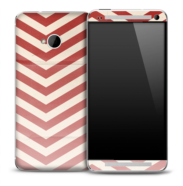Vintage Subtle Red Chevron Pattern Skin for the HTC One Phone