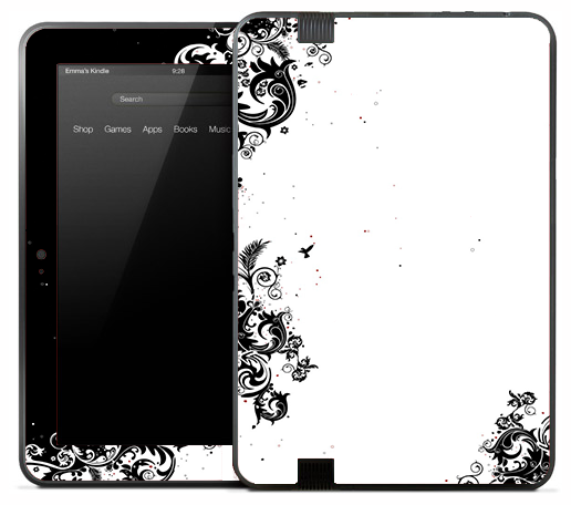 White & Black Edge Skin for the Amazon Kindle