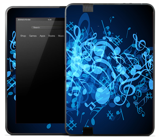 Neon Blue Notes Skin for the Amazon Kindle