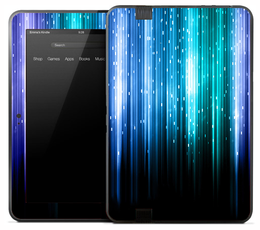 Neon Blue Vertical Plats Skin for the Amazon Kindle