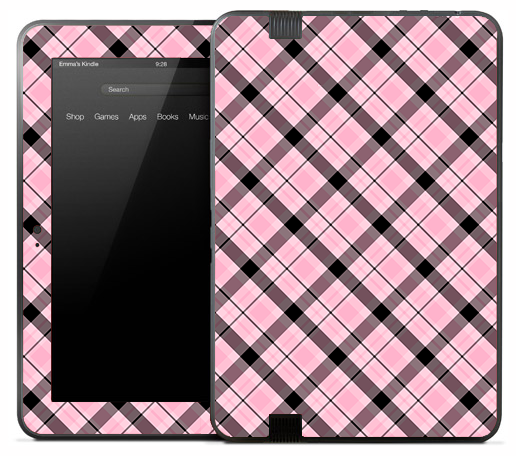 Pink & Black Plaid Skin for the Amazon Kindle