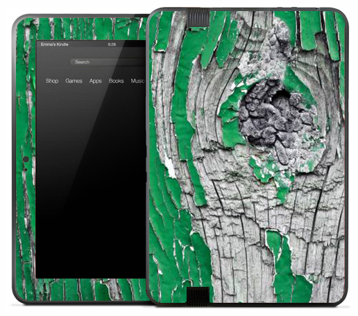 Cracked Green Swirl Skin for the Amazon Kindle