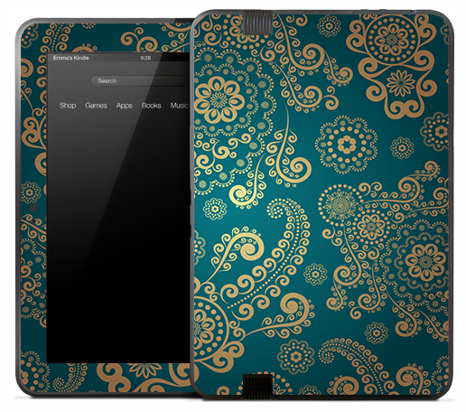 Artistic Blue & Gold Skin for the Amazon Kindle