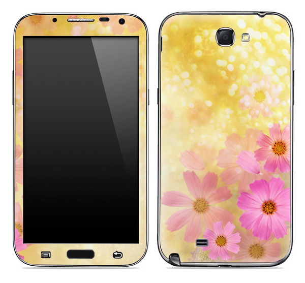 Pink Floral on Yellow Skin for the Samsung Galaxy Note 1 or 2