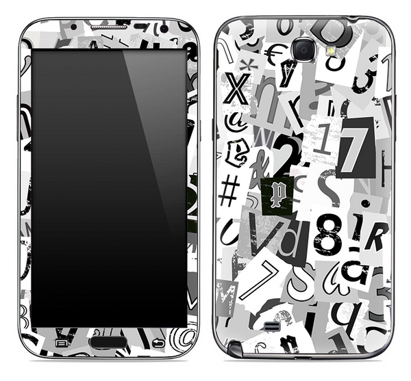 Letters and Numbers Collage Skin for the Samsung Galaxy Note 1 or 2