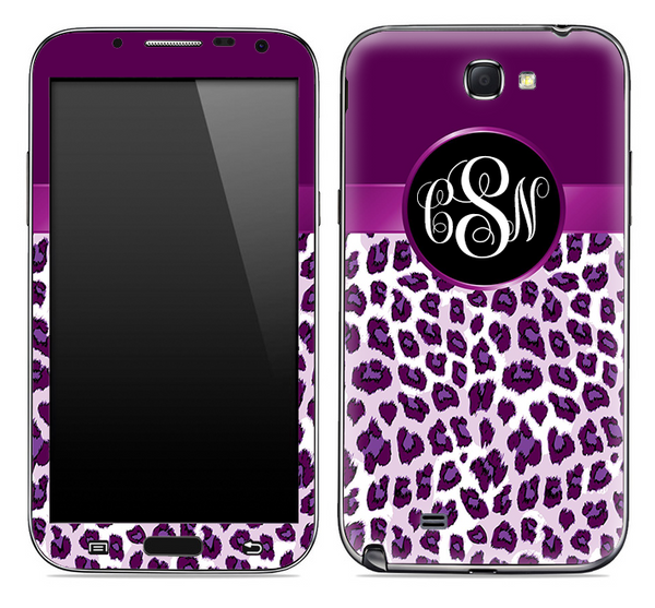 Custom Monogram Purple Animal Print Skin for the Samsung Galaxy Note 1 or 2