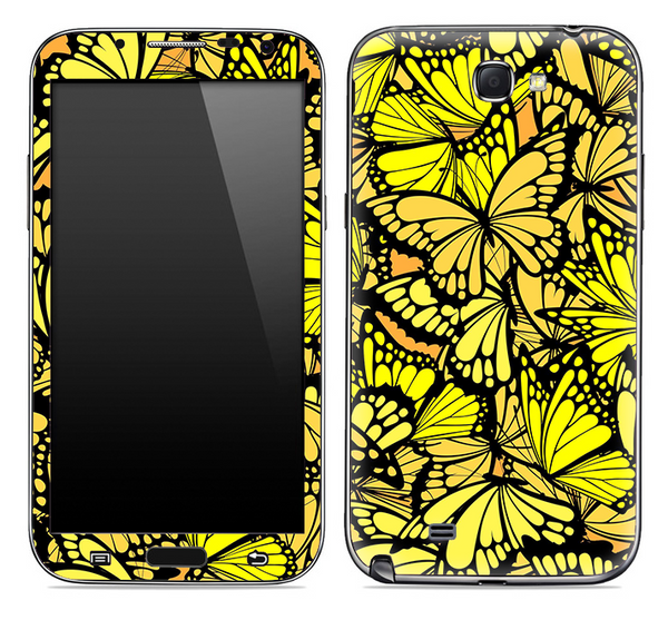 Yellow Butterfly Bundle Skin for the Samsung Galaxy Note 1 or 2