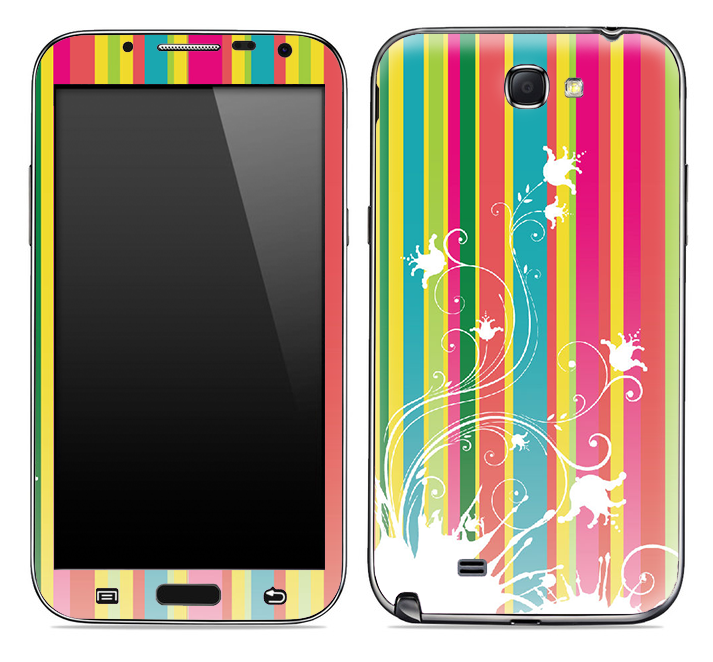 Bright Striped White Floral Skin for the Samsung Galaxy Note 1 or 2