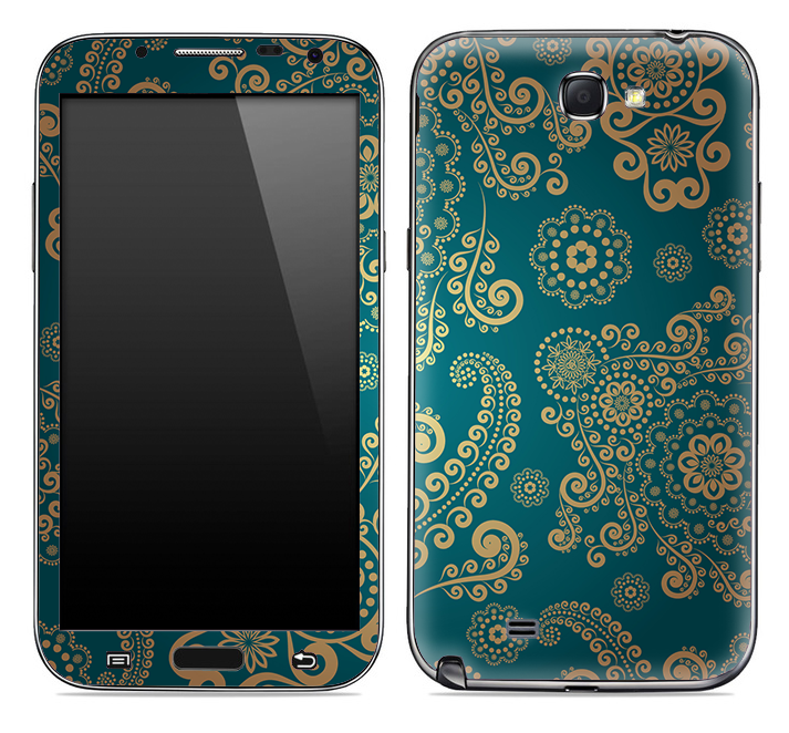 Green & Gold Pattern Skin for the Samsung Galaxy Note 1 or 2