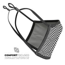 Slate Black Chevron with Translucent Backing - Made in USA Mouth Cover Unisex Anti-Dust Cotton Blend Reusable & Washable Face Mask with Adjustable Sizing for Adult or Child