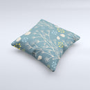 Slate Blue and Coral Floral Sketched Lace Patterns v21 Ink-Fuzed Decorative Throw Pillow