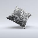 Small Black and White Flower Sprouts ink-Fuzed Decorative Throw Pillow