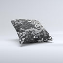 Small Black and White Flower Sprouts ink-Fuzed Decorative Throw Pillow
