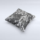 Small Black and White Flower Sprouts ink-Fuzed Decorative Throw Pillow