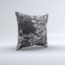 Small Black and White Flower Sprouts ink-Fuzed Decorative Throw Pillow