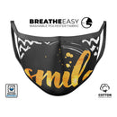 Smile Sketch on Foil - Made in USA Mouth Cover Unisex Anti-Dust Cotton Blend Reusable & Washable Face Mask with Adjustable Sizing for Adult or Child