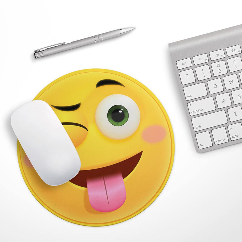 Smiley Wink Friendly Emoticons// WaterProof Rubber Foam Backed Anti-Slip Mouse Pad for Home Work Office or Gaming Computer Desk