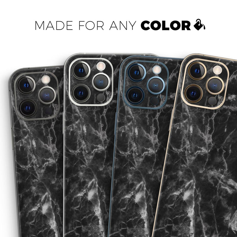 Smooth Black Marble // Full-Body Skin Decal Wrap Cover for Apple iPhone 15, 14, 13, Pro, Pro Max, Mini, XR, XS, SE (All Models)