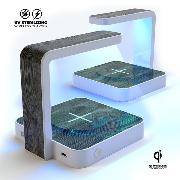 Smooth Gray Wood V2 UV Germicidal Sanitizing Sterilizing Wireless Smart Phone Screen Cleaner + Charging Station