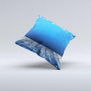 Snowy Blue Wooden Dock ink-Fuzed Decorative Throw Pillow