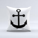 Solid Black Anchor Silhouette ink-Fuzed Decorative Throw Pillow