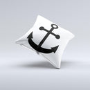 Solid Black Anchor Silhouette ink-Fuzed Decorative Throw Pillow