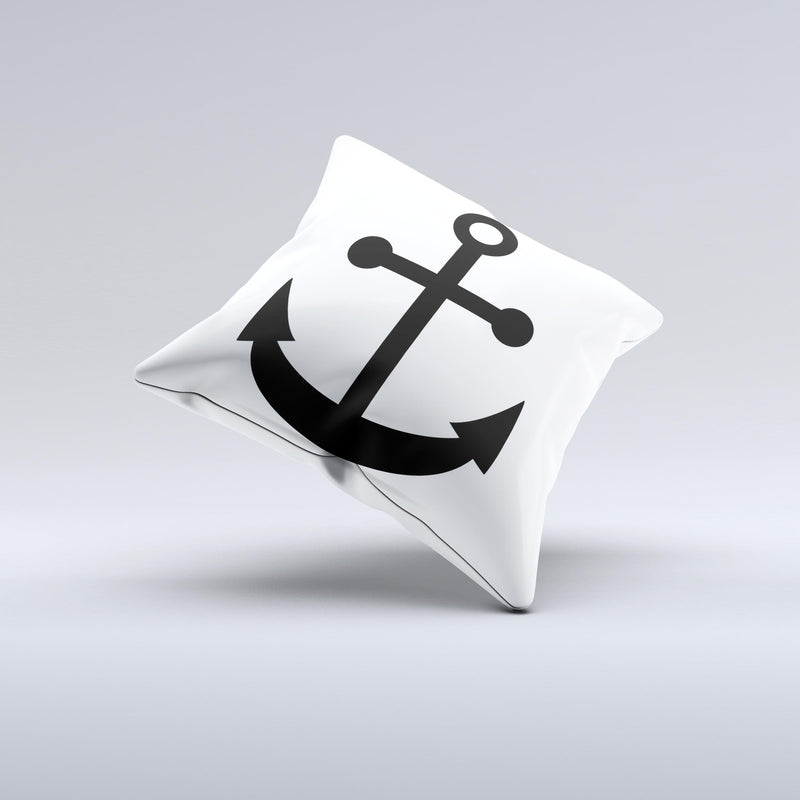 Solid Black Anchor Silhouette ink-Fuzed Decorative Throw Pillow