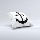 Solid Black Anchor Silhouette ink-Fuzed Decorative Throw Pillow