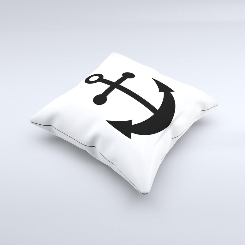 Solid Black Anchor Silhouette ink-Fuzed Decorative Throw Pillow