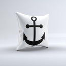 Solid Black Anchor Silhouette ink-Fuzed Decorative Throw Pillow