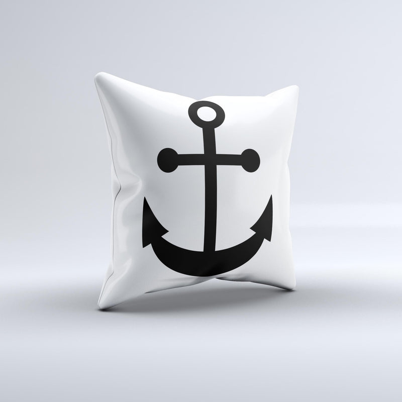 Solid Black Anchor Silhouette ink-Fuzed Decorative Throw Pillow