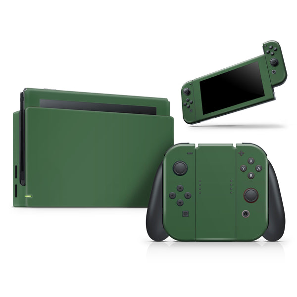 Solid Hunter Green // Skin Decal Wrap Kit for Nintendo Switch Console & Dock, Joy-Cons, Pro Controller, Lite, 3DS XL, 2DS XL, DSi, or Wii