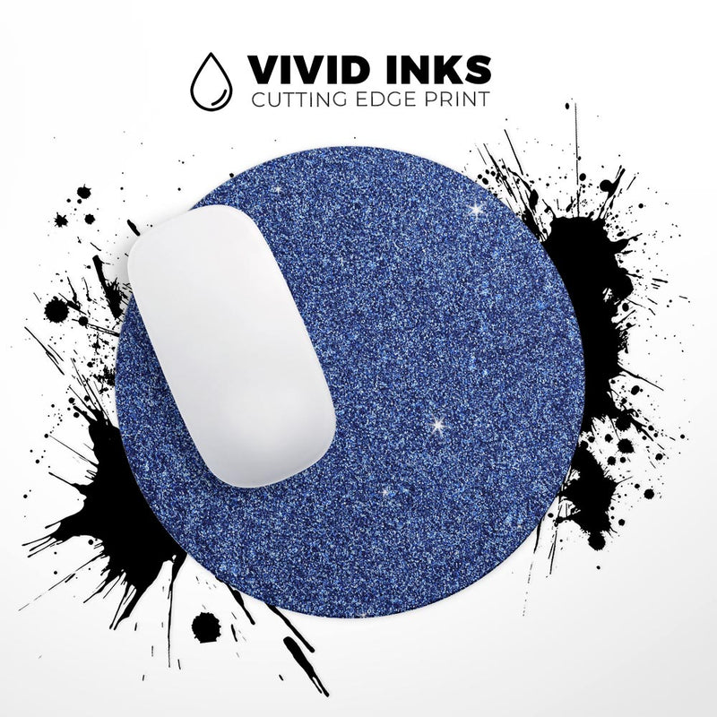Printed Sparkling Blue Glitter// WaterProof Rubber Foam Backed Anti-Slip Mouse Pad for Home Work Office or Gaming Computer Desk