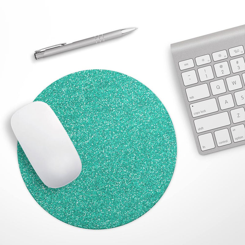 Printed Sparkling Teal Glitter// WaterProof Rubber Foam Backed Anti-Slip Mouse Pad for Home Work Office or Gaming Computer Desk