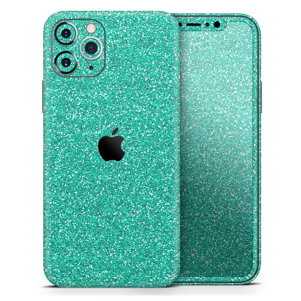 Sparkling Teal Ultra Metallic Glitter - Protective Skin Wrap & Decal – Compatible with iPhone SE to iPhone 17 Pro Max (All Models)