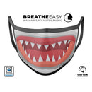 Spiked Cartoon Shark Tooth V1 - Made in USA Mouth Cover Unisex Anti-Dust Cotton Blend Reusable & Washable Face Mask with Adjustable Sizing for Adult or Child