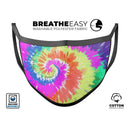 Spiral Tie Dye V1 - Made in USA Mouth Cover Unisex Anti-Dust Cotton Blend Reusable & Washable Face Mask with Adjustable Sizing for Adult or Child