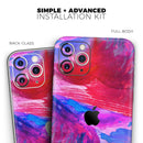 Splatter Blue and Red Oil - Protective Skin Wrap & Decal – Compatible with iPhone SE to iPhone 17 Pro Max (All Models)