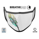 Splatter Watercolor Feather - Made in USA Mouth Cover Unisex Anti-Dust Cotton Blend Reusable & Washable Face Mask with Adjustable Sizing for Adult or Child