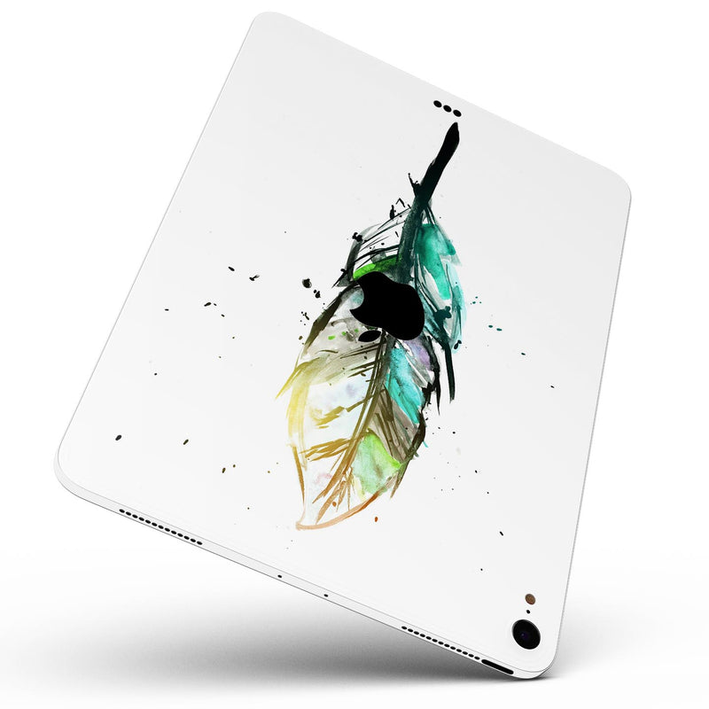 Splatter Watercolor Feather - Full Body Skin Decal for the Apple iPad Pro 12.9", 11", 10.5", 9.7", Air or Mini (All Models Available)