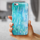 Splattered Blue 453 Absorbed Watercolor Texture iPhone 6/6s or 6/6s Plus 2-Piece Hybrid INK-Fuzed Case
