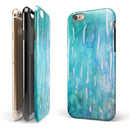 Splattered Blue 453 Absorbed Watercolor Texture iPhone 6/6s or 6/6s Plus 2-Piece Hybrid INK-Fuzed Case