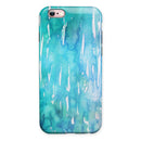 Splattered Blue 453 Absorbed Watercolor Texture iPhone 6/6s or 6/6s Plus 2-Piece Hybrid INK-Fuzed Case