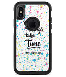 Splattered Great Things Take Time V2 - iPhone X OtterBox Case & Skin Kits