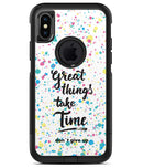 Splattered Great Things Take Time - iPhone X OtterBox Case & Skin Kits